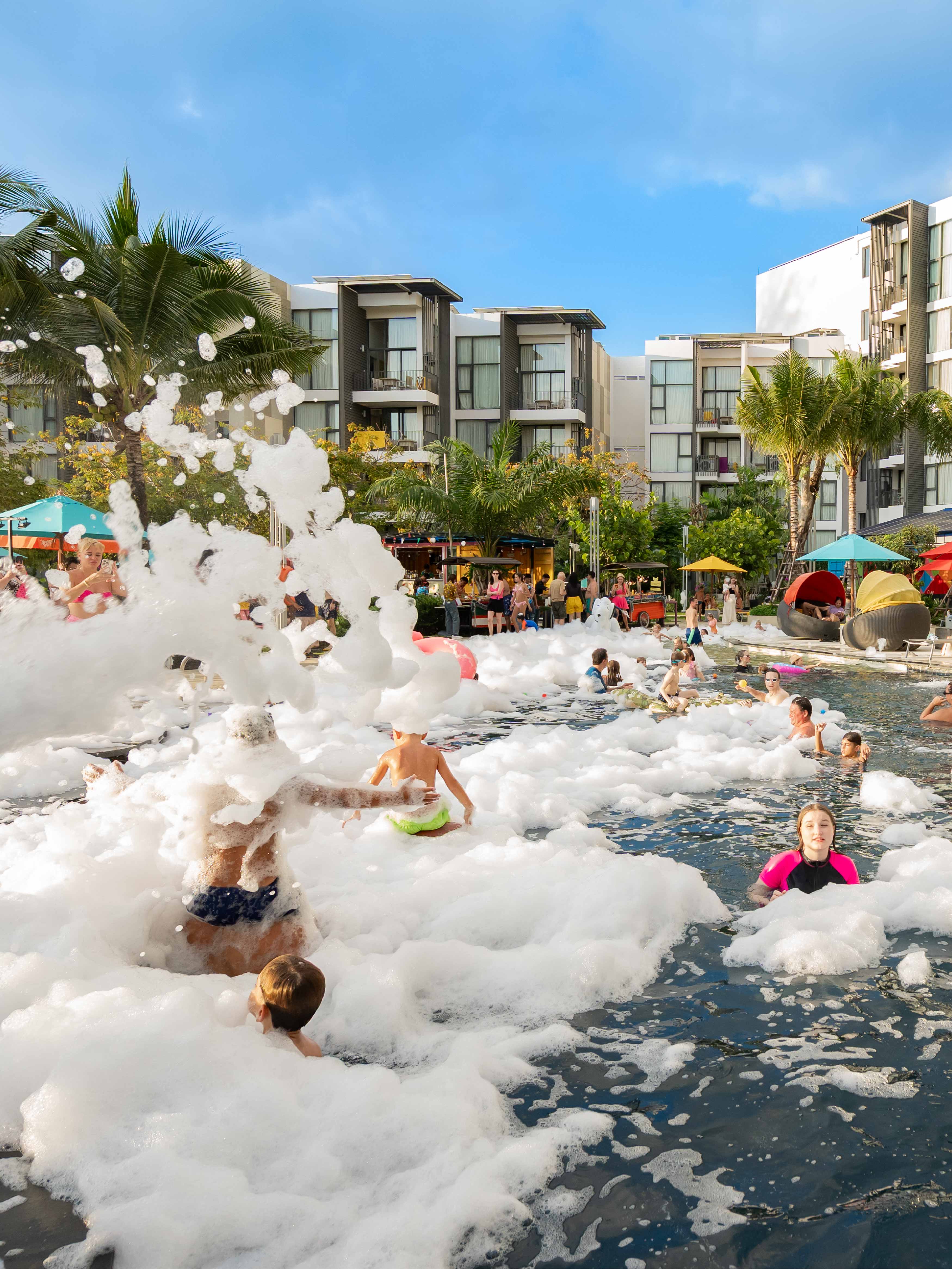 Get ready to splash, dance and eat. Jump into our foam party with pool floats, DJ beats and food stalls